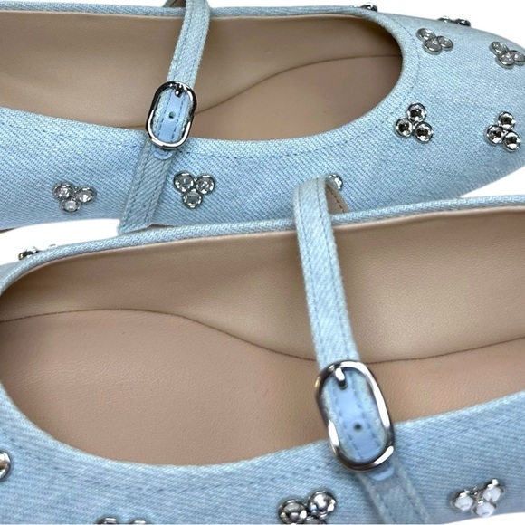 Stuart Weitzman - Women’s ‘Tammy’ Crystal Embellished Mary-Jane Flats Denim 8.5 - Picture 12 of 15